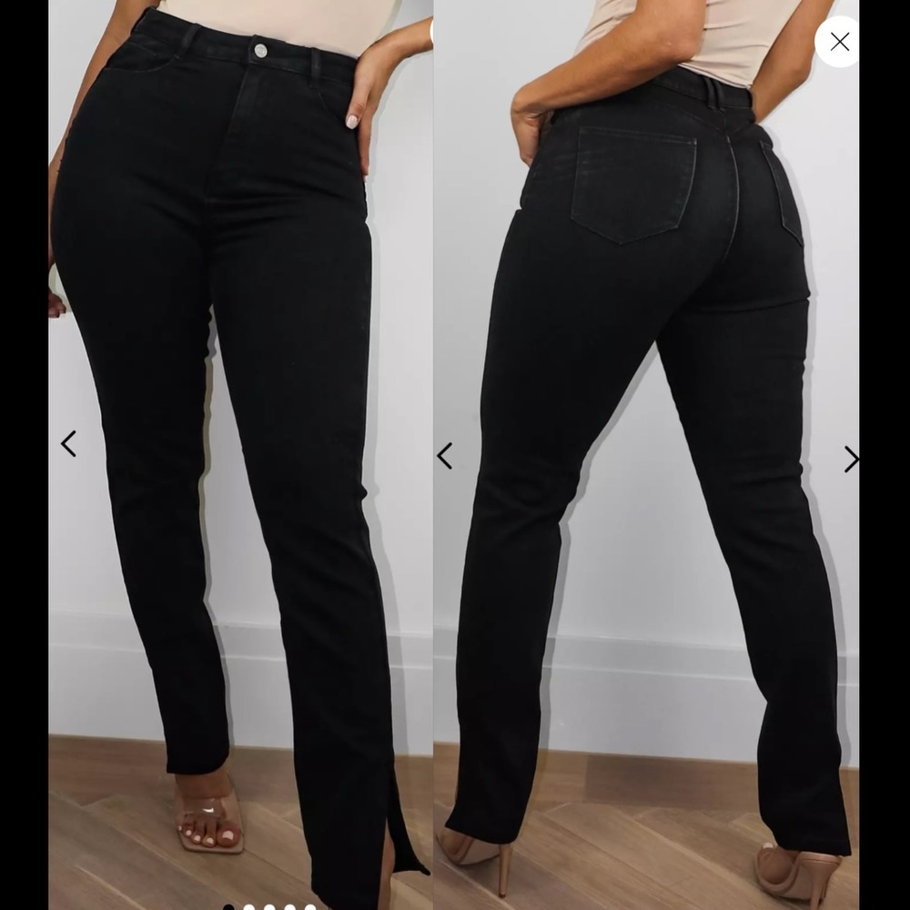 Black Split Hem Straight Jeans - image 1